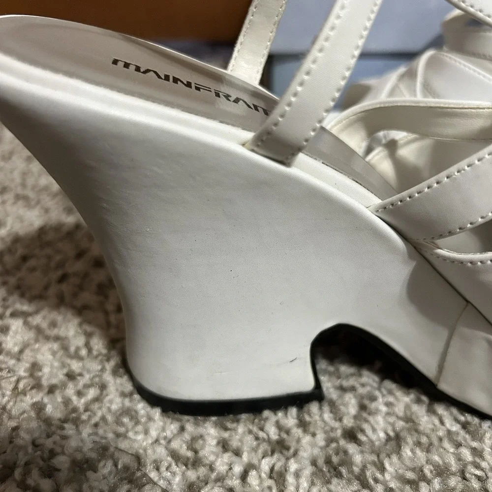 Y2K Mainframe Lauren Platform‎ Heel Sandals Womens 7.5 White